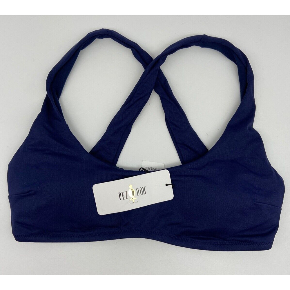 NWT Pez’ D’or Maternity Bikini Top Women's Sz S Olivia Navy Racerback